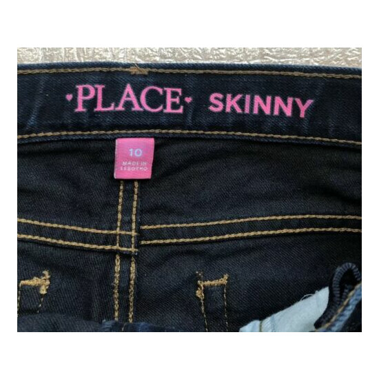 Childrens Place Denim Jeans Girls Size 10 Skinny Adjustable Waist Dark Wash H2 image {3}