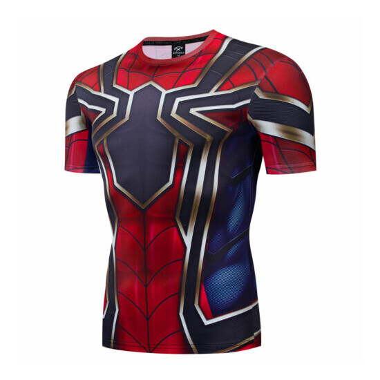 Men's T-shirts Superhero Compression Tee Gym Active Wear Fitness Tights Tops image {7}