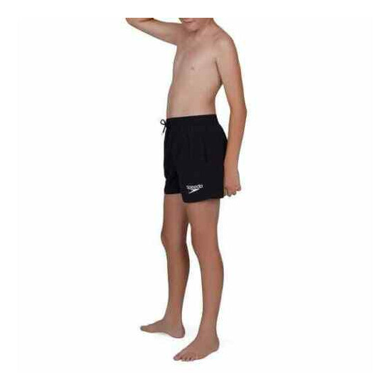SPEEDO BOYS SOLID SWIM SHORTS SWIMMING TRUNKS BLACK S M L (AGES 6-11 YEARS) image {2}