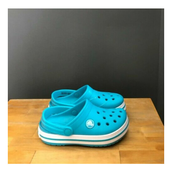 Crocs Toddler Boy Girl Digital Aqua (Blue) Crocband Clogs US 8, 9, 10 NWT image {2}