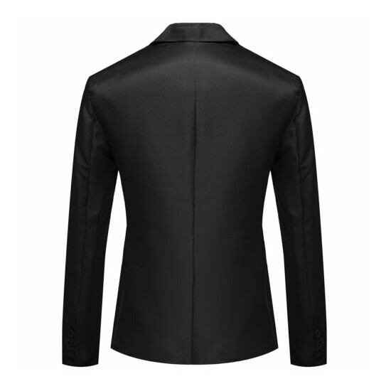 Men Slim Fit Suit Jacket Office Notch Lapel One-Button Flap Pockets Blazer Top image {7}