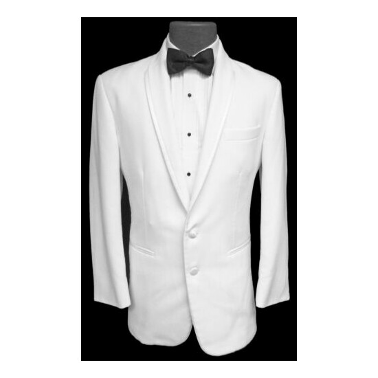 Men's White La Strada Tuxedo Jacket with Satin Trimmed Lapels Modern Fit 37R image {2}