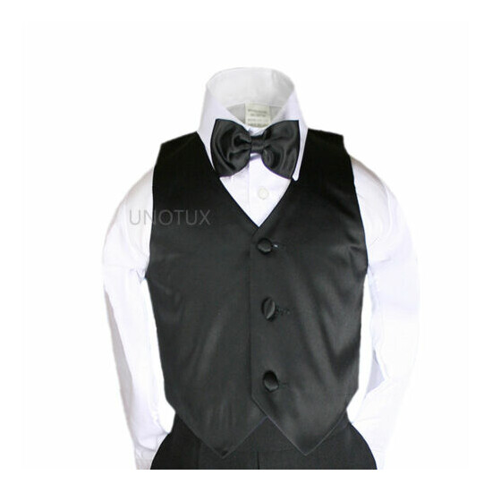 23 Color Satin Bow tie Vest Set (2pc) Baby Boy Toddler 4 Tuxedo Suit Sm-7 New image {2}