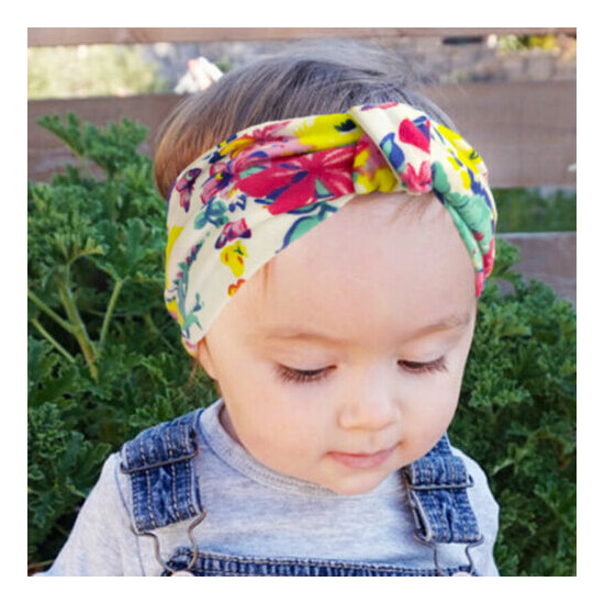 Fashion Multicolor Floral Print Knotted Elastic Baby Hair Accessories New image {3}