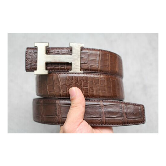 No Jointed - Brown Genuine Alligator CROCODILE Leather SKIN Men's Belt - W 1.5" image {1}