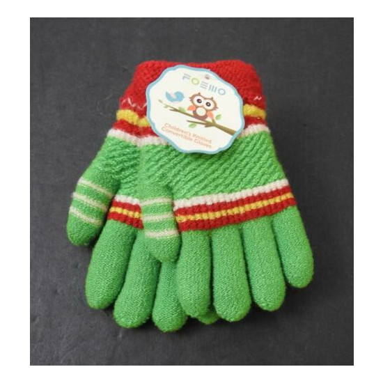 NWT Multi Color Fair Isle Children Knitted Gloves Fleece Lined Size 2-5 Yrs Y8 image {1}