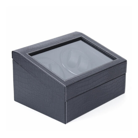4+6 Automatic Rotation Leather Watch Winder Storage Case Box Silent Motor Black image {8}