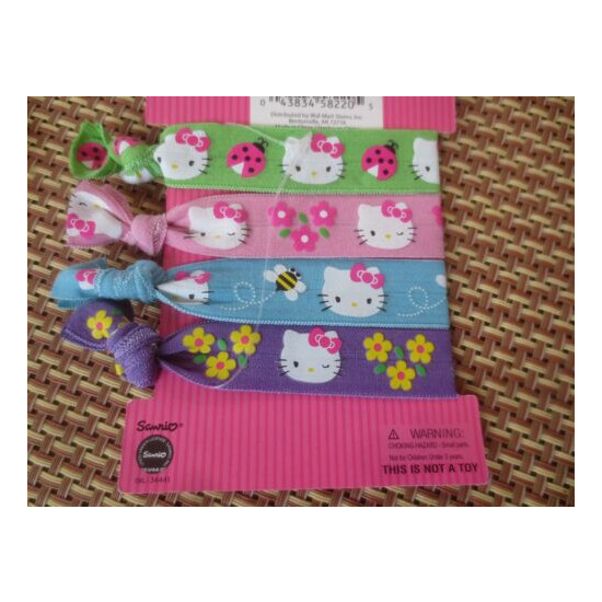 Girl HELLO KITTY MULTICOLOR HAIR STRETCHY TIES NWT SET OF 4 image {4}