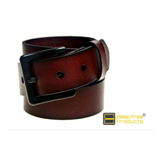 BeepFree® Brown 1-3/8" Italian Leather Belt | Airport Friendly | 100% Metal Free image {1}