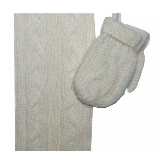 Marie Chantal 100% Cashmere Scarf and Mittens Size Small 6-12 Months NWT Ecru image {1}