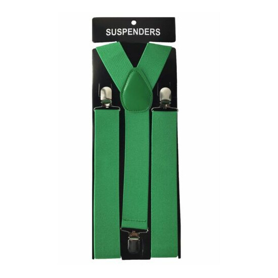 12x Assorted Colors Mens Clip-on 1.5" WIDE Suspenders Elastic Y-Shape Suspender image {3}