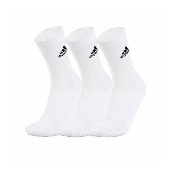 Adidas Cushioned Crew Socks 3-Pairs heel-to-toe cushioning Logo White DZ9356 image {1}
