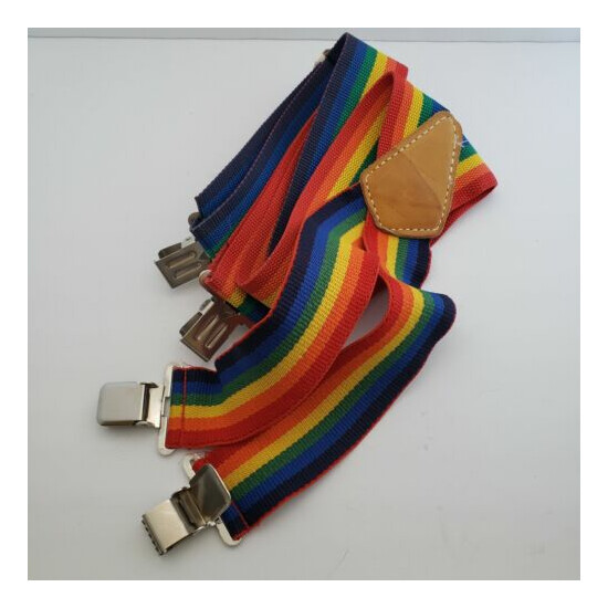 Rainbow Suspenders Striped Pride Custom LeatherCraft Top Grain Cowhide 2" Wide image {2}