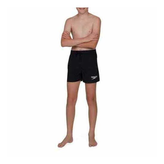 SPEEDO BOYS SOLID SWIM SHORTS SWIMMING TRUNKS BLACK S M L (AGES 6-11 YEARS) image {3}