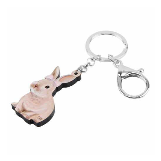 Easter Acrylic Headband Rabbit Hare Keychains Car Key Ring Charms Animal Jewelry image {2}