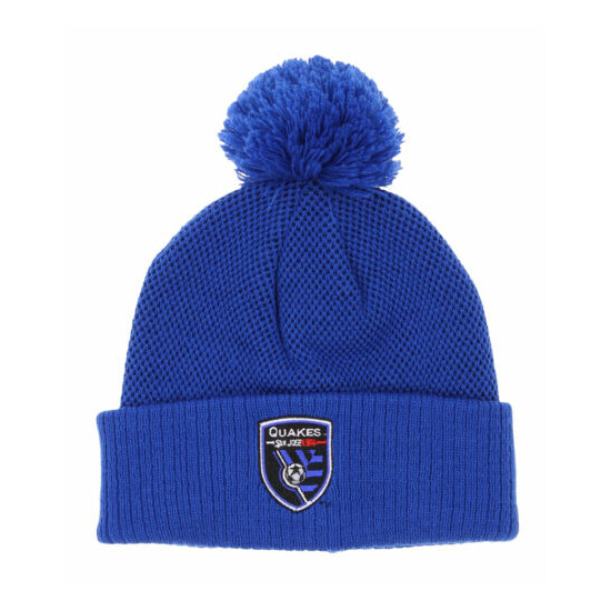 Outerstuff MLS Youth San Jose Earthquakes Cuffed Knit with Pom, Blue image {1}
