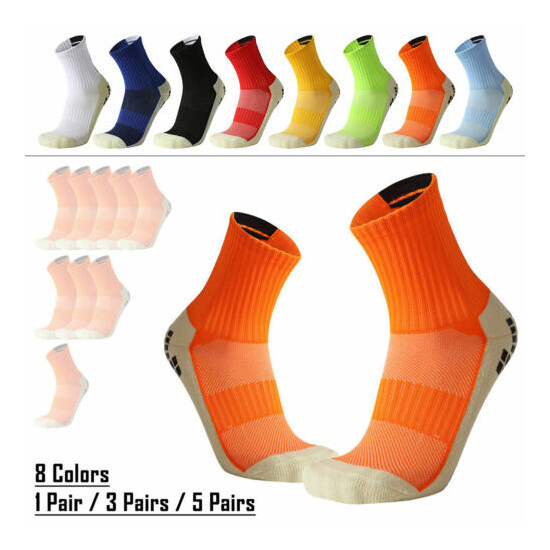 Men Anti Slip Football Socks Sports Soccer High Tube Athletic Compression Socks image {1}