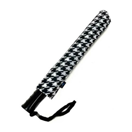 Storm Duds Classic 42 inch Automatic Folding Umbrella With Houndstooth Design image {2}