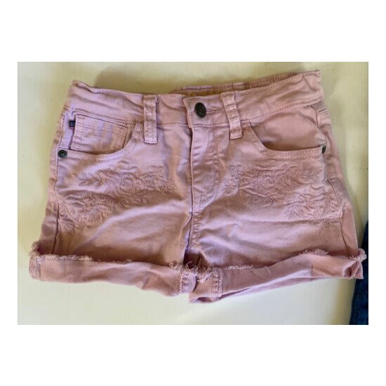 Lot of 3 Denim Jean Shorts Girls Sz 10 Vigoss 7 for All Mankind Pink Distressed image {2}