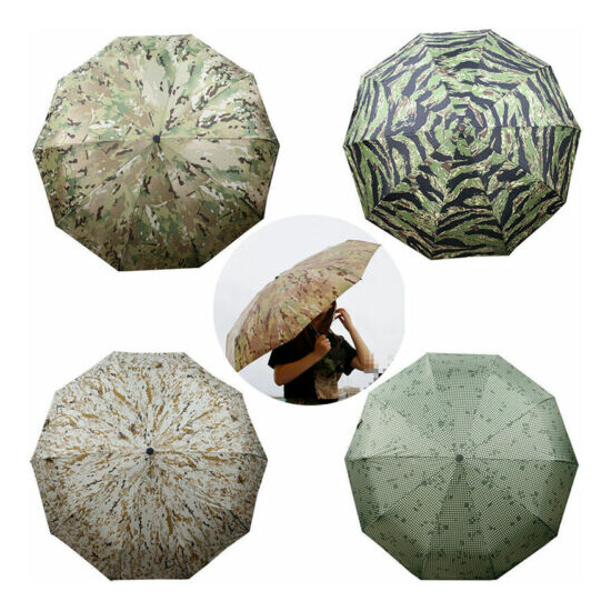 Tactical Nylon Waterproof Rainproof Sunshade Fold Umbrella Night Camouflage image {1}