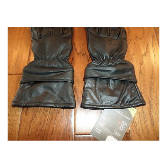 NEW LEATHER MOTORCYCLE GLOVES FLEECE LINED X LONG WITH ZIP AWAY GAUNTLET XXL  image {7}