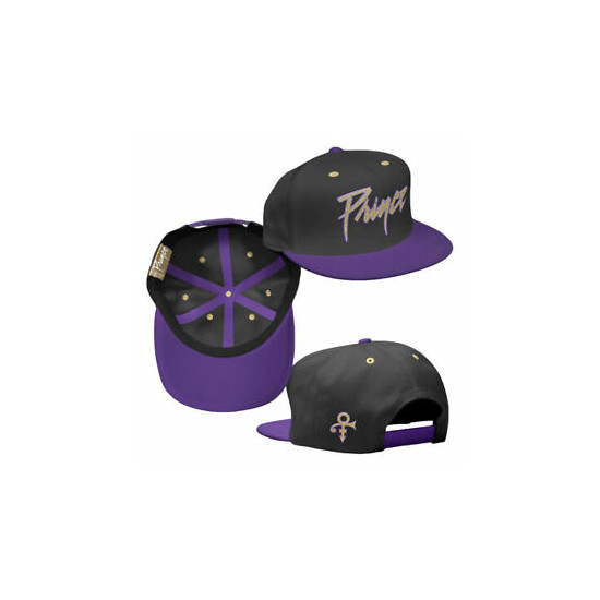 Men's Prince Gold Logo & Symbol Snapback Baseball Cap Adjustable Black image {1}