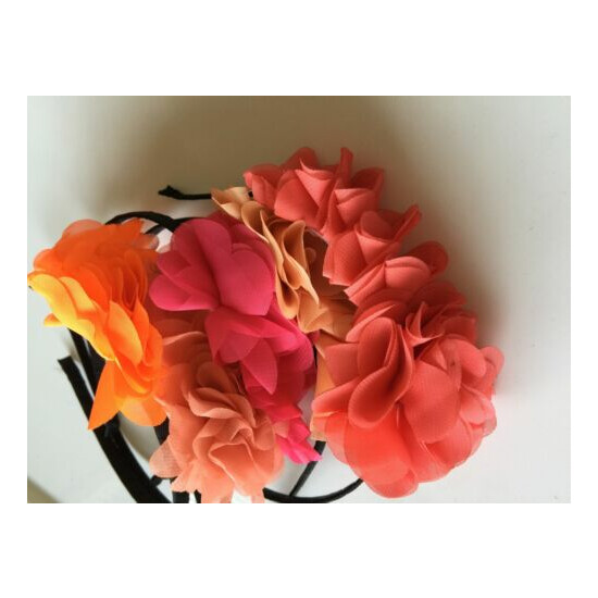 Girls Kids Sweet Dance school Wedding Pink Chiffon Flower headband hair band  image {3}