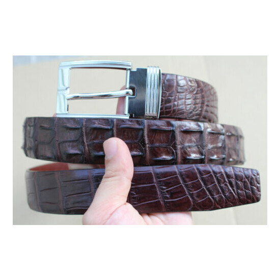 Brown Genuine Alligator ,Crocodile Hornback Leather Skin Men's Belt - W 1.5 inch image {2}