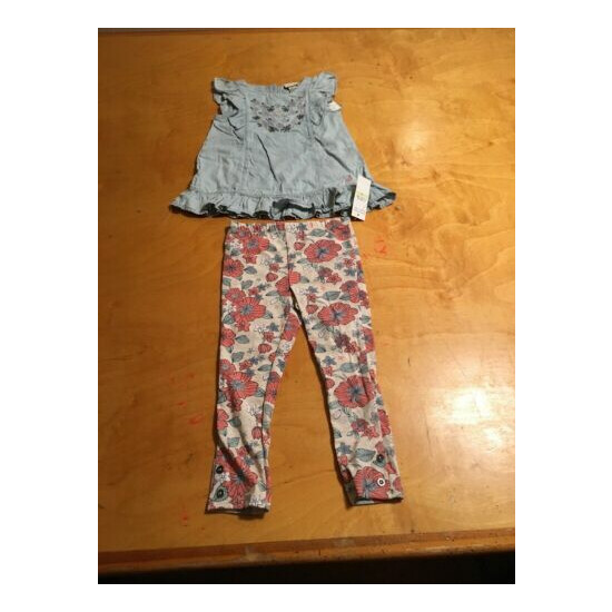$55 Girls Calvin Klein jeans toddlers 2 PC legging outfit P134 T image {1}