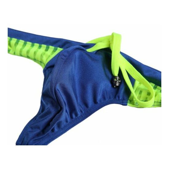Men's Striped Swim Thong Swimwear Sexy Breathable T-back Bikini Underwear S-XL image {3}