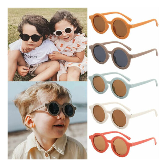 Kids Boys Girls Sunglasses Round Frame Children UV400 Sport Sunglasses Eyewear  image {1}