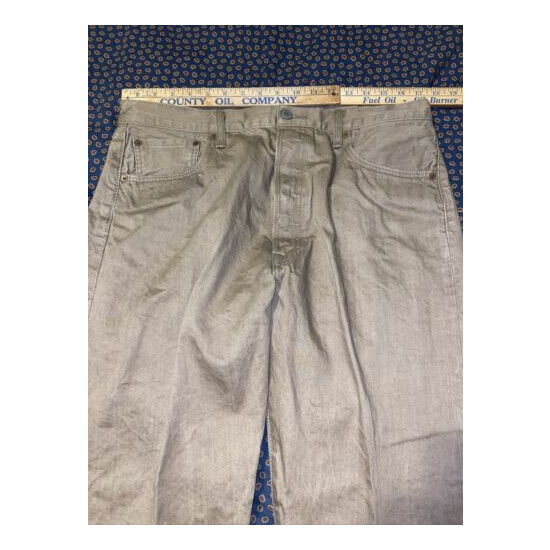 LEVIS 501 Button-Fly Straight Leg Men's 38x32 Tan Jeans Very Good Condition EUC image {3}