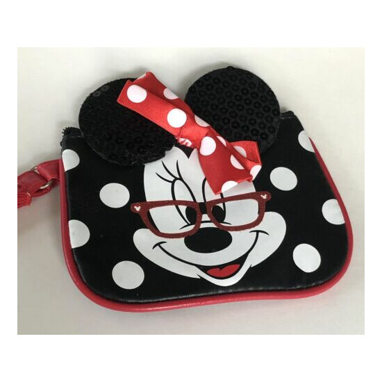 Disney Minnie Mouse Small Wristlet Bag Red Polka dot Bow Strap Coin Purse  image {1}