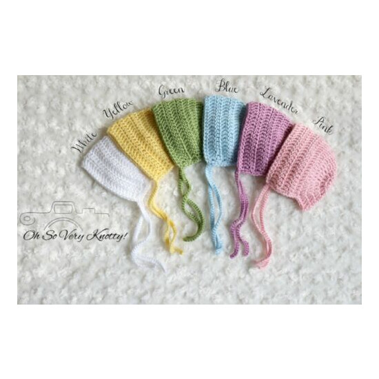 Handmade Crochet Newborn Baby Toddler Bonnet Photo Prop Silky Soft Acrylic Yarns image {3}