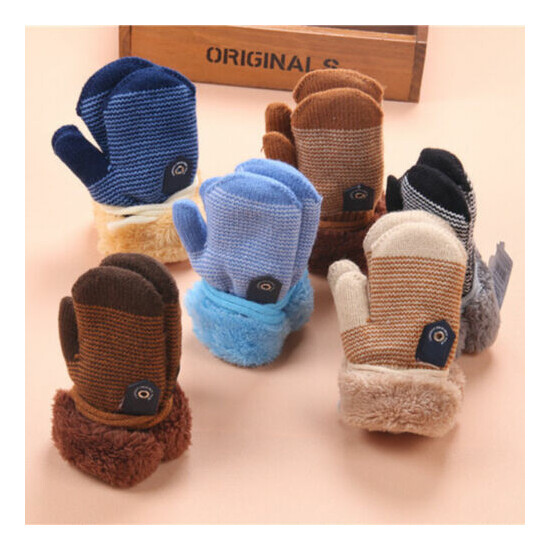 Winter Warm Cute Knit Mittens Thicken Gloves for Toddler Infant Baby Girls Boys image {4}