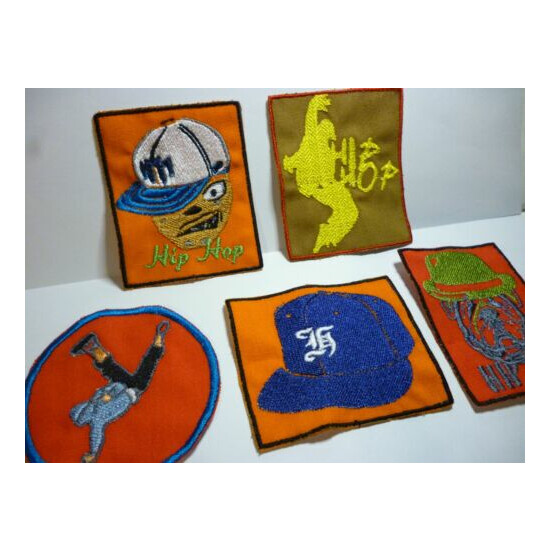 Set x5 Hip Hop Embroidery Patches Exclusive Collectible for Sew on Hat Clothes image {1}