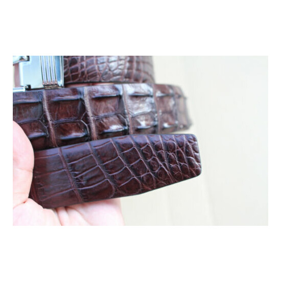 Brown Genuine Alligator ,Crocodile Hornback Leather Skin Men's Belt - W 1.5 inch image {4}