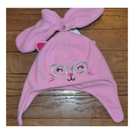 Jumping Beans Super Soft Fleece Hat with matching Mittens Cat Kitty 6 - 18 month image {2}