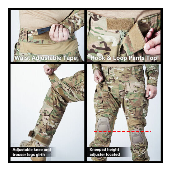 IDOGEAR Tactical Uniform BDU G3 Combat Shirt & Pants Knee Pads Update Ver Camo image {3}