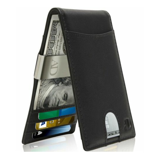 Slim Wallets For Men With Money Clip Bifold Wallet RFID Card Holder Mens Wallets image {2}