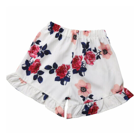 Summer Girls Cute Wear Sleeveless Sweet Floral Print Sling Tops+Shorts 2-Piece image {1}