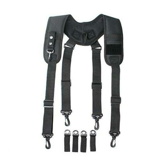 Tactical Suspenders Duty Belt Harness Padded Adjustable Tool Belt Black image {1}