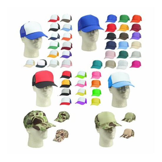 Trucker Hat Baseball Cap Mesh Caps Blank Plain Hats (39 Color Choices) image {1}