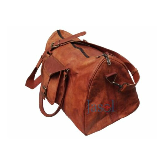 Triangle Duffle Bag Travel Genuine Leather Bag Large Gym Weekend Overnight Bag image {1}