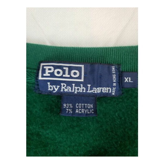 Vintage Polo Ralph Lauren GREEN Sweatshirt Vest Gothic POLO Logo XL RARE image {4}