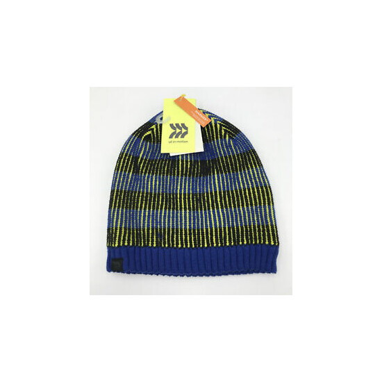 NWT! Kids Fleece Lined Beanie - All in Motion Black/Blue One Size image {1}