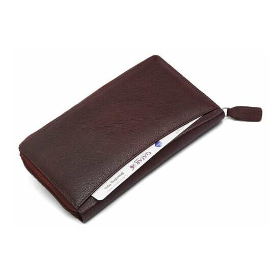 Leather Cheque Book Document Holder for Men Brown US  image {3}