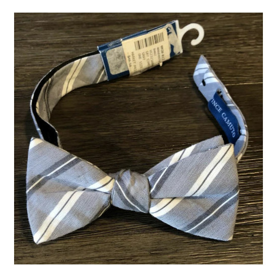 NEW Toddler Vince Camuto Bow Tie Plaid Grays White Adjustable image {1}