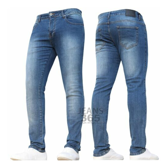 Kids Jeans Boys Skinny Stretch Plain Denim Pants Childrens Blue Black  image {4}