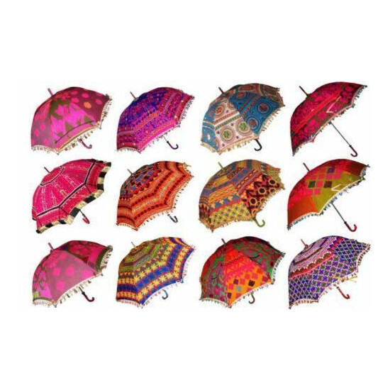 Indian-Parasol-Lot-Of-10-Pcs-Decor-Rajasthan-Umbrellas-Mirror-Work-Wholesale-Lot image {3}